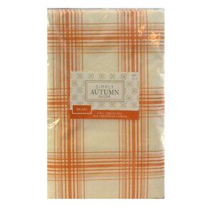 Simply Autumn Decor Tablecloth Orange White Oblong 52 x 90 Vinyl New In Package
